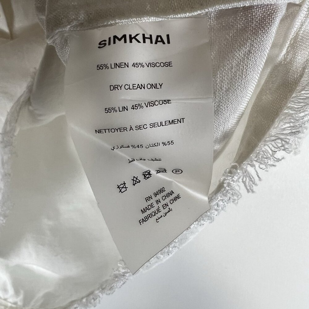 Jonathan Simkhai White Linen Button Up Top Croppe… - image 5